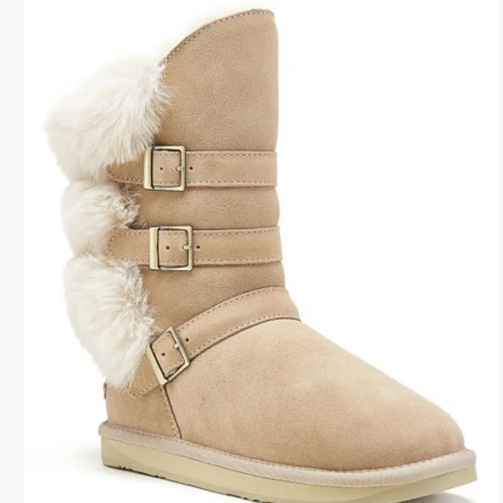 Australia Luxe Nadir Suede Sherpa Sheepskin Fur Boots in Sand #189 - Picture 6 of 11